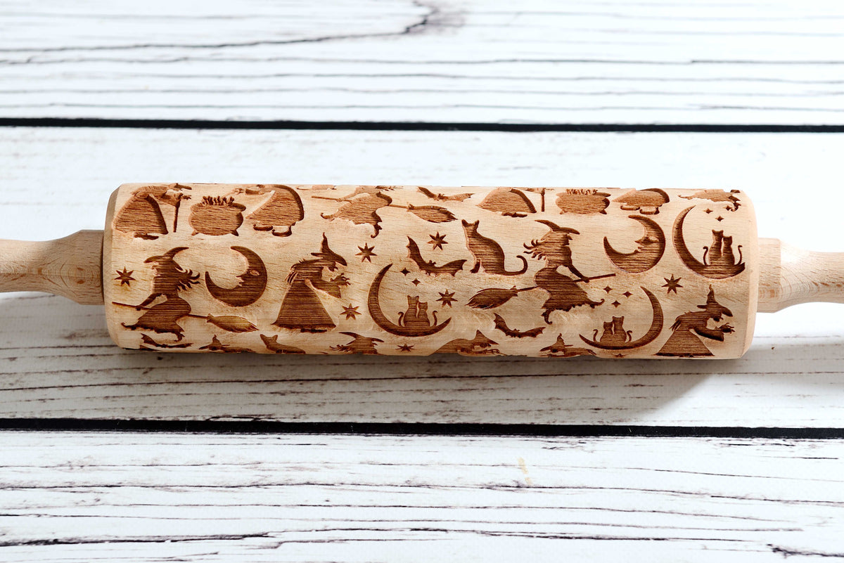 Engraved Rolling Pin – Witches | Halloween